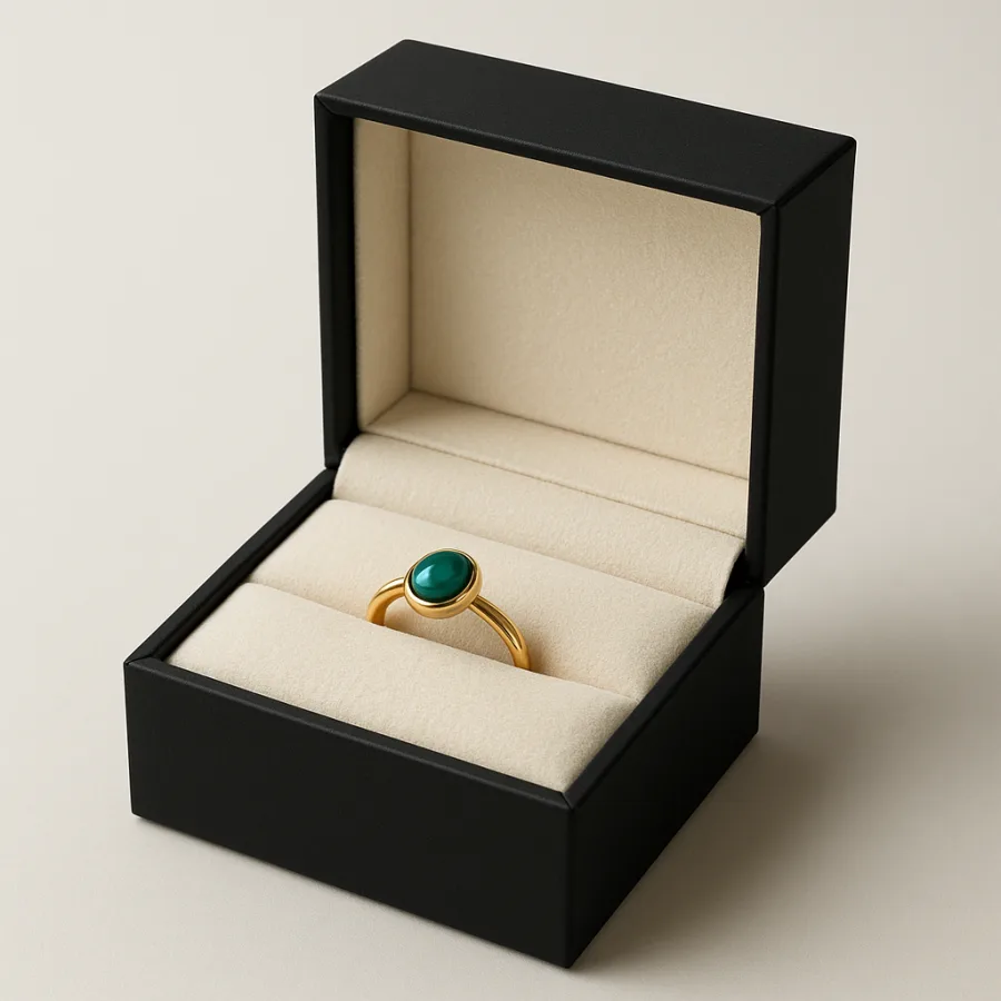 Scatola aperta con l'anello all'interno