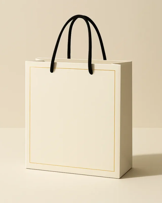 Shopping bag DJAHARA in carta avorio con monogramma in oro