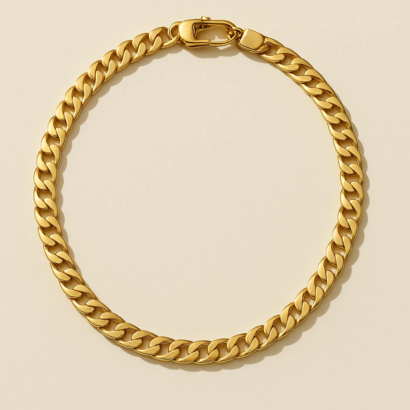 Collana a maglia grumetta in argento placcato oro 18KT, senza pendente